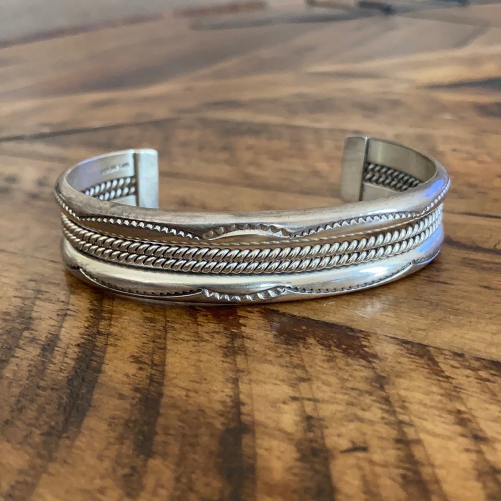 Navajo Tahe Sterling Silver Bangle Bracelet